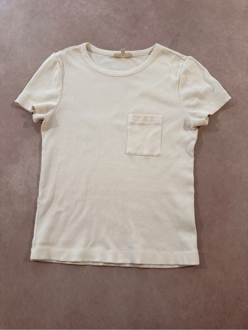 Madewell Garment-Dyed Ribbed Crewneck Pocket Tee • size medium • NU846